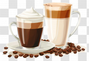 Cappuccino Coffee - Coffee Drinks With Beans Transparent PNG