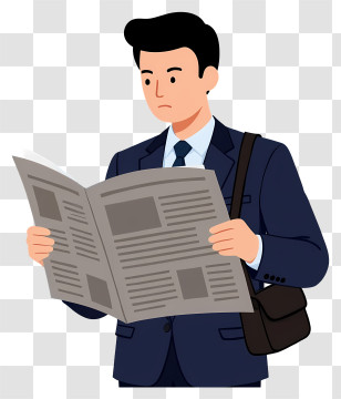 Businessman Reading Newspaper - Casual Reader With Newspaper Transparent PNG