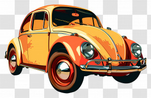 Car Clipart - Illustration Of A Vintage Yellow Car Transparent PNG