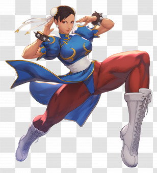 Chun Li - Cartoon Woman In Martial Arts Combat Stance Transparent PNG