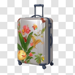 Travel - Floral Patterned Suitcase Transparent PNG