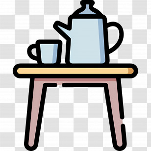 Coffee Table - Teapot And Cup On Wooden Table Transparent PNG