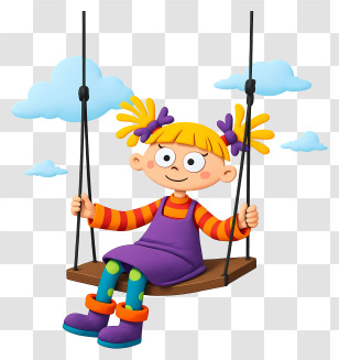 Rugrats Thinking - Happy Girl Swinging On A Swing Transparent PNG