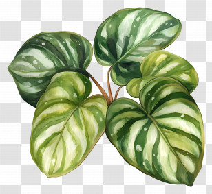 Watercolor Leaf - Variegated Green Plant Leaves Transparent PNG