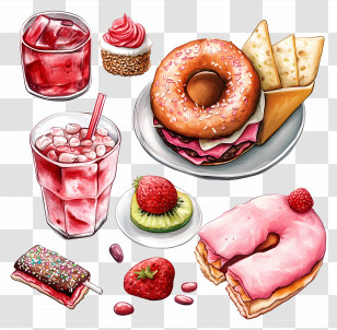 Snacks - Assorted Food And Drinks Transparent PNG