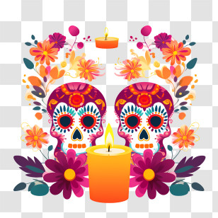 Candles
 - Colorful Sugar Skulls For Day Of The Dead Celebration Transparent PNG