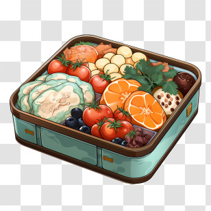 Bento Box - Bento Box With Assorted Foods Illustration Transparent PNG
