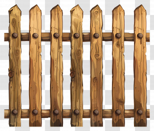 Wooden Fence - Wooden Picket Fence Illustration Transparent PNG