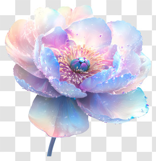 Holographic Peony - Colorful Flower In Bloom Transparent PNG