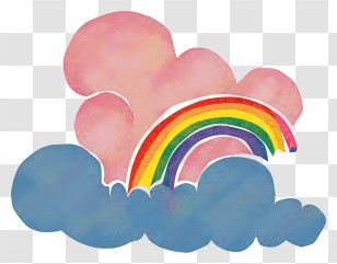 Cartoon - Rainbow And Cloud Illustration In Watercolor Style Transparent PNG
