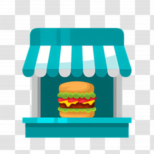 Fast Food Store - Colorful Burger Food Stall Illustration Transparent PNG