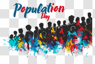 World Population Day - Population Day Celebration With Crowd Silhouette Transparent PNG