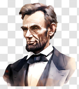 Abraham Lincoln - Digital Watercolor Portrait Illustration Transparent PNG