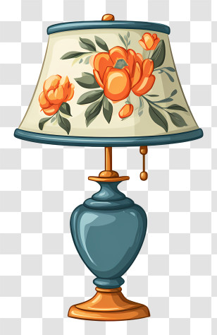 Vintage Lamp - Floral Table Lamp Transparent PNG