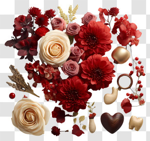 Valentines Day - Beautiful Red And White Floral Arrangement Transparent PNG