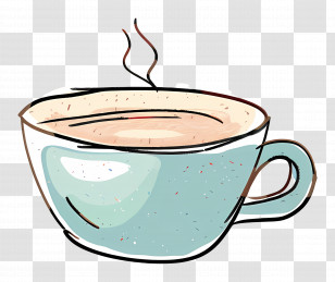 Cartoon Coffee - Sketch Style Hot Coffee Illustration Transparent PNG