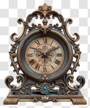 Cherish An Antique Day - Ornate Vintage Clock Transparent PNG