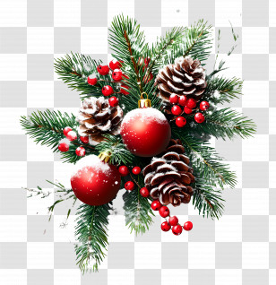 Christmas Card - Pinecones And Berries Christmas Decoration Transparent PNG