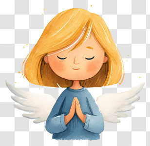 Angel Child - Praying Angel With Wings Transparent PNG