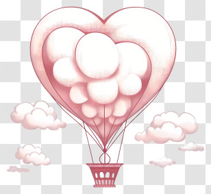 Hot Air Balloon - Heart Shaped Balloon In The Sky Transparent PNG