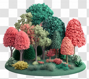 3d Forest - Colorful Trees In A Forest Transparent PNG
