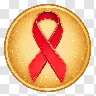 Red Ribbon Awareness Badge - Gold Medal With Red Awareness Ribbon Transparent PNG