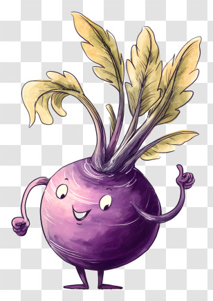 Rutabaga - Smiling Purple Cartoon Vegetable Transparent PNG
