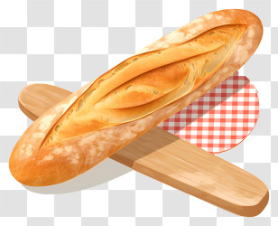 Baguette - Bread Loaf On Cutting Board Illustration Transparent PNG