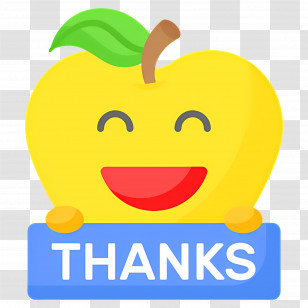 Thanks - Thank You Message With Smiling Apple Transparent PNG