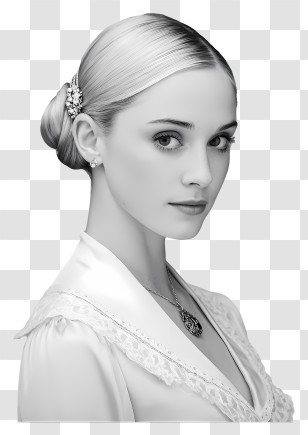 Fair Skinned Blonde Model - Elegant Black-and-white Female Portrait Transparent PNG