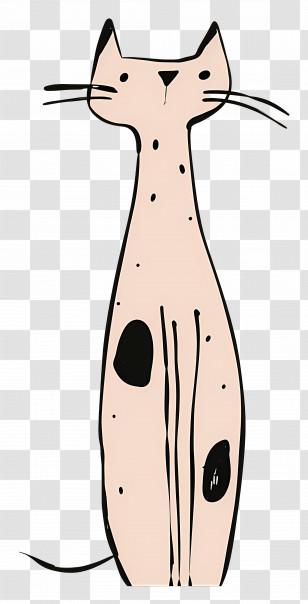 Cat Outline - Cartoon Cat With Spots Transparent PNG
