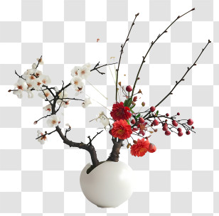 Zen Flower Arrangement - Artistic Flower Arrangement In Vase Transparent PNG