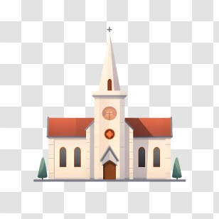 Church - Illustration Of A Church With Cross Transparent PNG