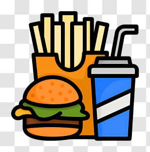 Fast Food - Fast Food Meal With Burger, Fries, And Drink Transparent PNG