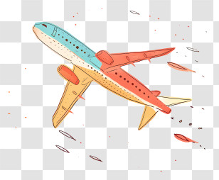 Cartoon Plane - Colorful Illustrated Airplane Transparent PNG
