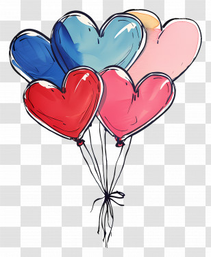 Balloons - Heart-Shaped Balloons For Romantic Celebration Transparent PNG