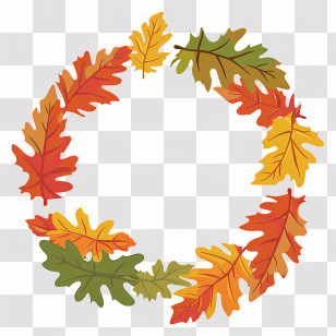 Autumn Wreath - Decorative Autumn Leaf Wreath Transparent PNG