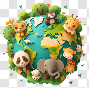 World Wildlife Day - Cute Cartoon Animals On Earth Transparent PNG