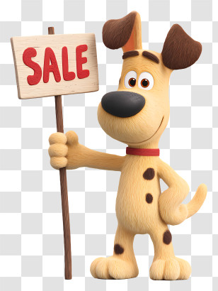 Dog Holding Sale Sign - Cartoon Dog With Sale Sign Transparent PNG