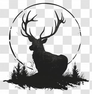 Deer Silhouette - Deer Silhouette With Antlers Transparent PNG
