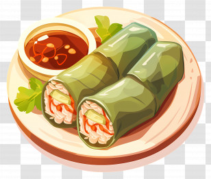 Spring Rolls On A Plate - Vegetable Spring Rolls On Plate Transparent PNG