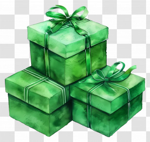 Green Gift Boxes With Ribbons - Illustration Of Green Gift Boxes With Ribbons Transparent PNG