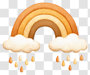 Rainbow With Clouds - Orange Rainbow With Clouds And Rain Transparent PNG