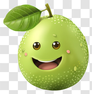 3d Cartoon Fruit - Smiling Green Pear Character Illustration Transparent PNG