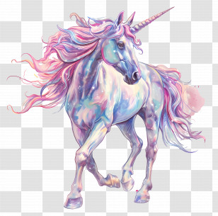 Pastel Unicorn - Magical Unicorn With Rainbow Mane Transparent PNG