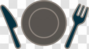 Fork And Knife - Minimalistic Plate And Cutlery Illustration Transparent PNG