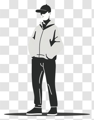 Man Standing - Silhouette Of A Casual Man Standing Transparent PNG