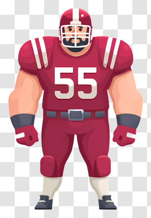 American Football Offensive Lineman - Red Uniformed Football Player Transparent PNG