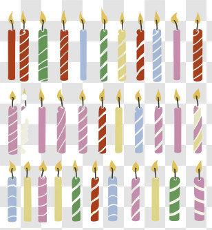 Candles - Colorful Birthday Candles With Flames Transparent PNG