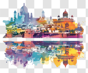 Prayagraj - Cityscape Watercolor Painting Art Transparent PNG